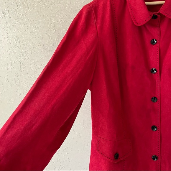 Alfred Dunner Faux Suede Jacket Red 18W - Picture 3 of 7